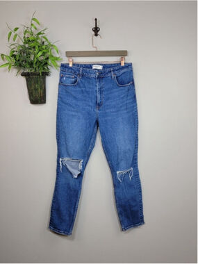 Abercrombie & Fitch Skinny Jeans Curve Love High Rise Ripped Medium Blue 12 31